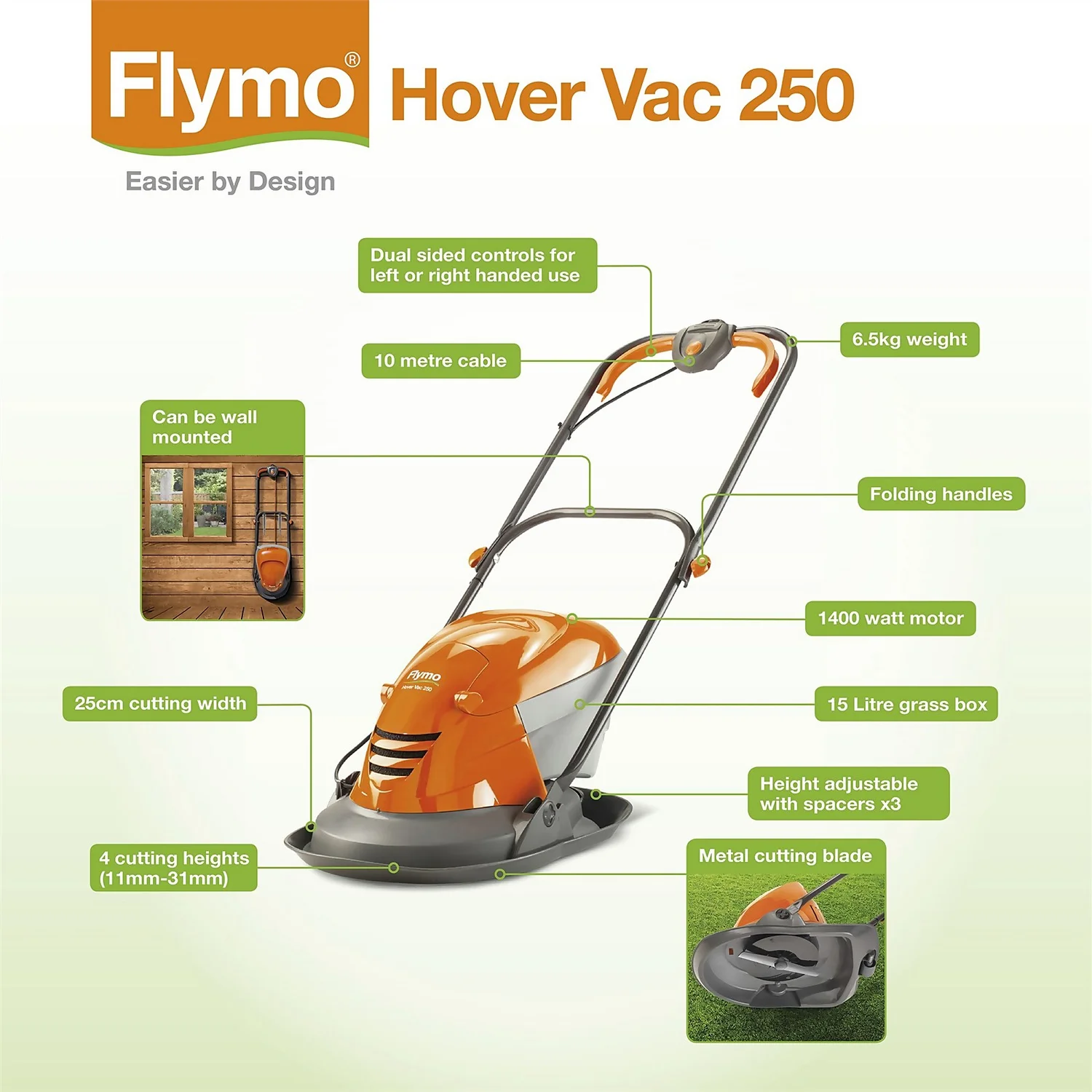 Flymo 1400W Electric Hover Lawn Mower - 25cm 10 Flymo 1400W Electric Hover Lawn Mower - 25cm - Image 10