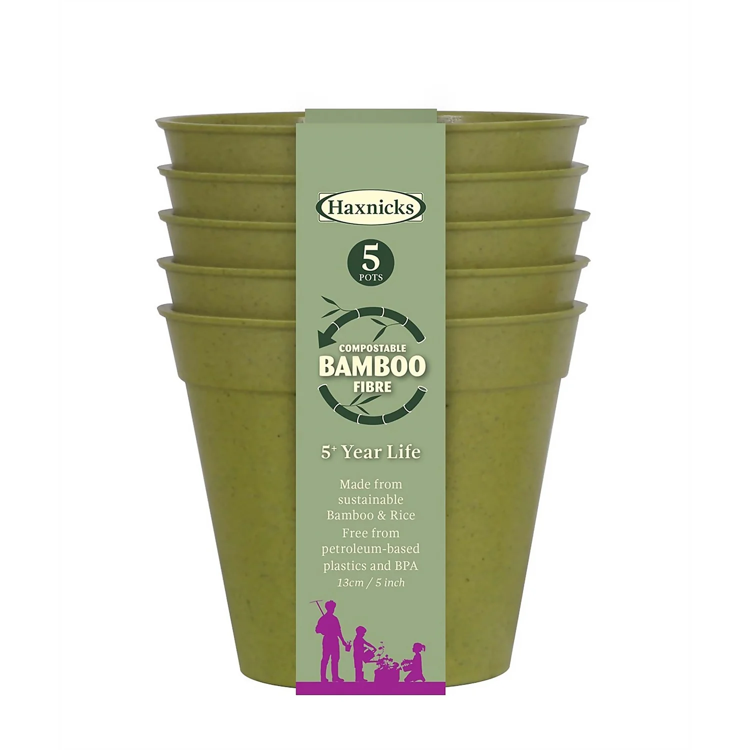 5 Bamboo Pot - Sage Green (5 Pack) 1 5 Bamboo Pot - Sage Green (5 Pack)