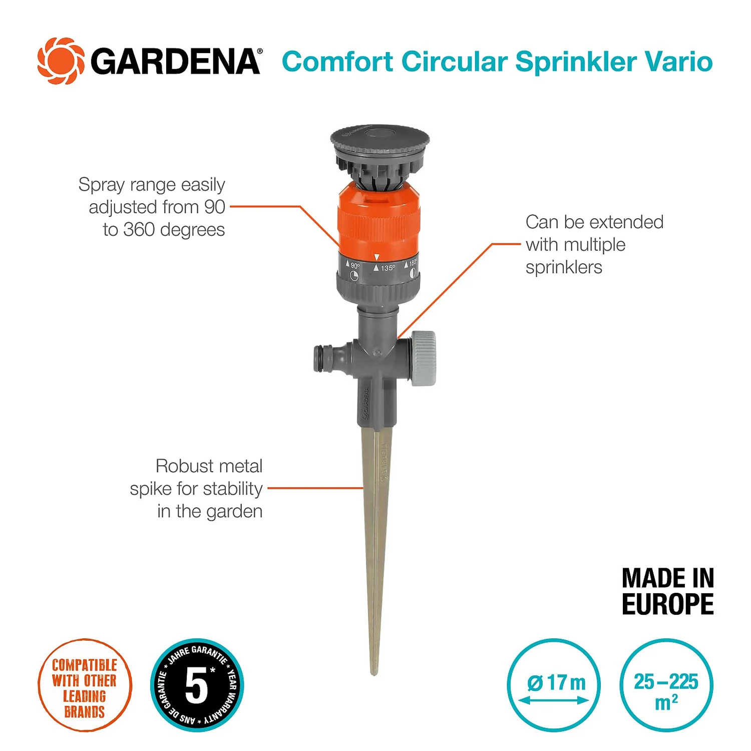 Gardena Comfort Circular Sprinkler Vario Spike 5 Gardena Comfort Circular Sprinkler Vario Spike - Image 5