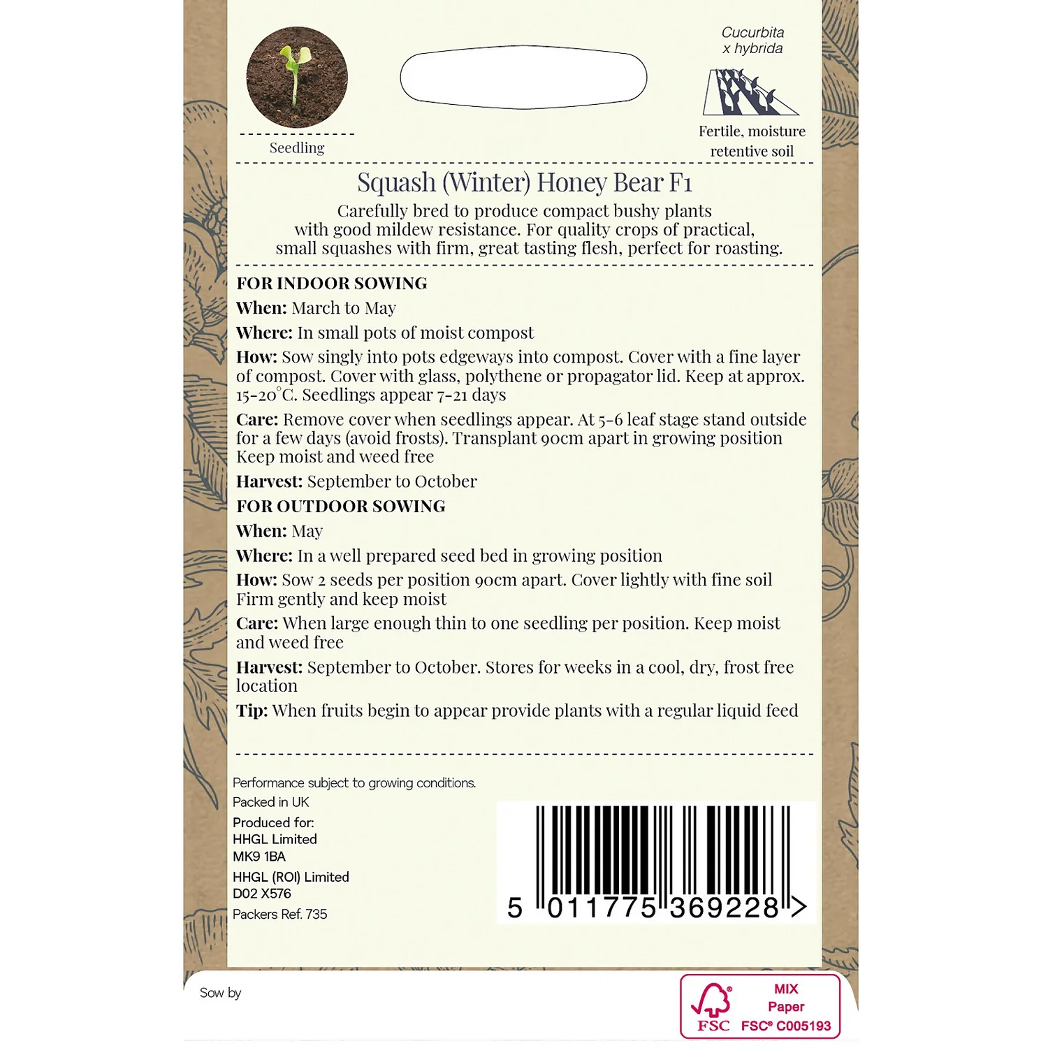 Country Living Squash Winter Honey Bear F1 Seeds 2 Country Living Squash Winter Honey Bear F1 Seeds - Image 2