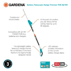 GARDENA Telescopic Cordless 18V Hedge Trimmer 10 GARDENA Telescopic Cordless 18V Hedge Trimmer -Garden Care Shop 13524827 1334936344375021