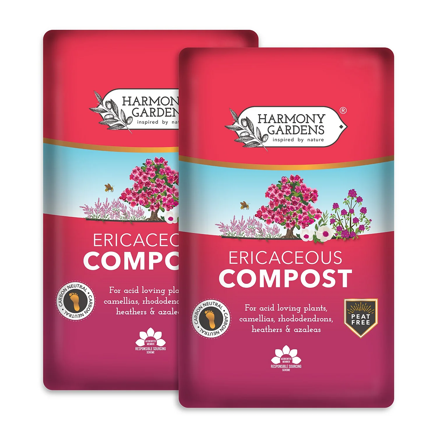 Harmony Gardens Ericaceous Compost - 2 Bags (Total 80 Litres / 27Kg) 1 Harmony Gardens Ericaceous Compost - 2 Bags (Total 80 Litres / 27Kg)