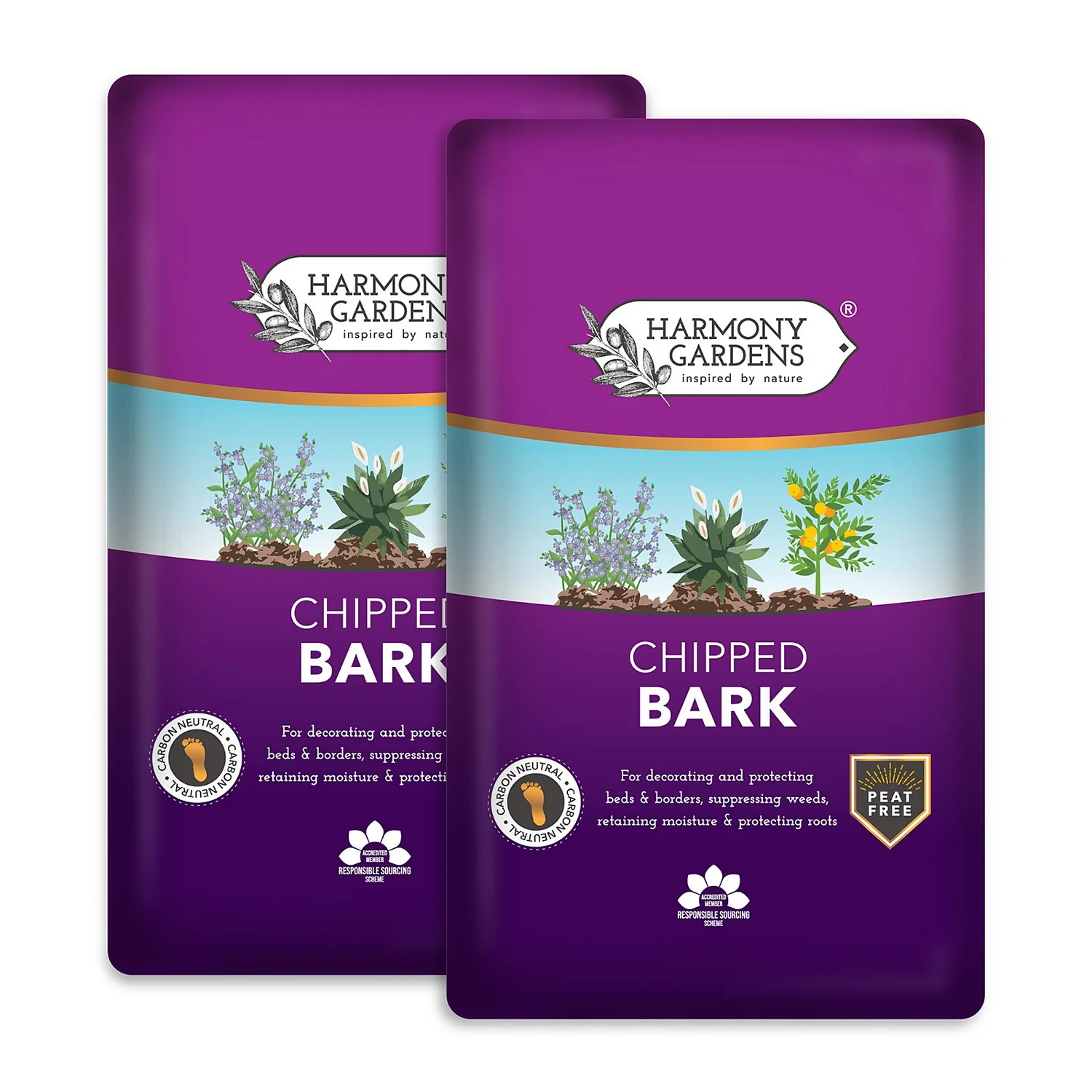 Harmony Gardens Bark Chip - 2 Bags (Total 100 Litres / 40Kg) 1 Harmony Gardens Bark Chip - 2 Bags (Total 100 Litres / 40Kg)
